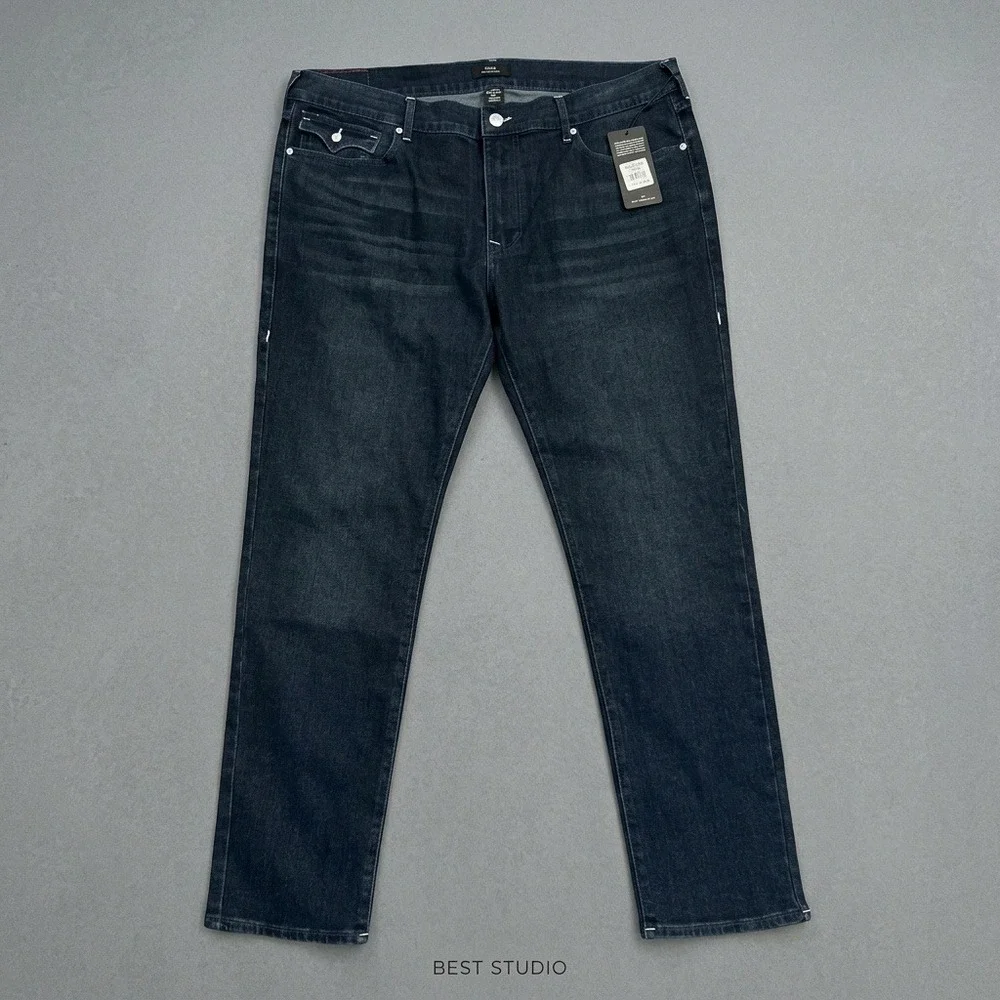 True Religion Jeans Mens 40 Rocco Relaxed Skinny Dark Scorched NWT Flap